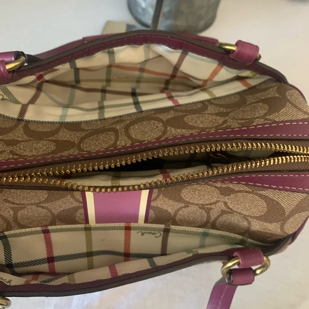 Coach RARE Mini Heritage  Satchel Signature Leather Bag and Wristlet